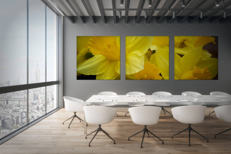 Creative meeting room interior with city view and copy space on wall. 3D Rendering