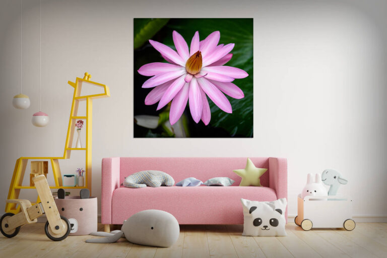 Pink children room interior for mockup, 3D rendering